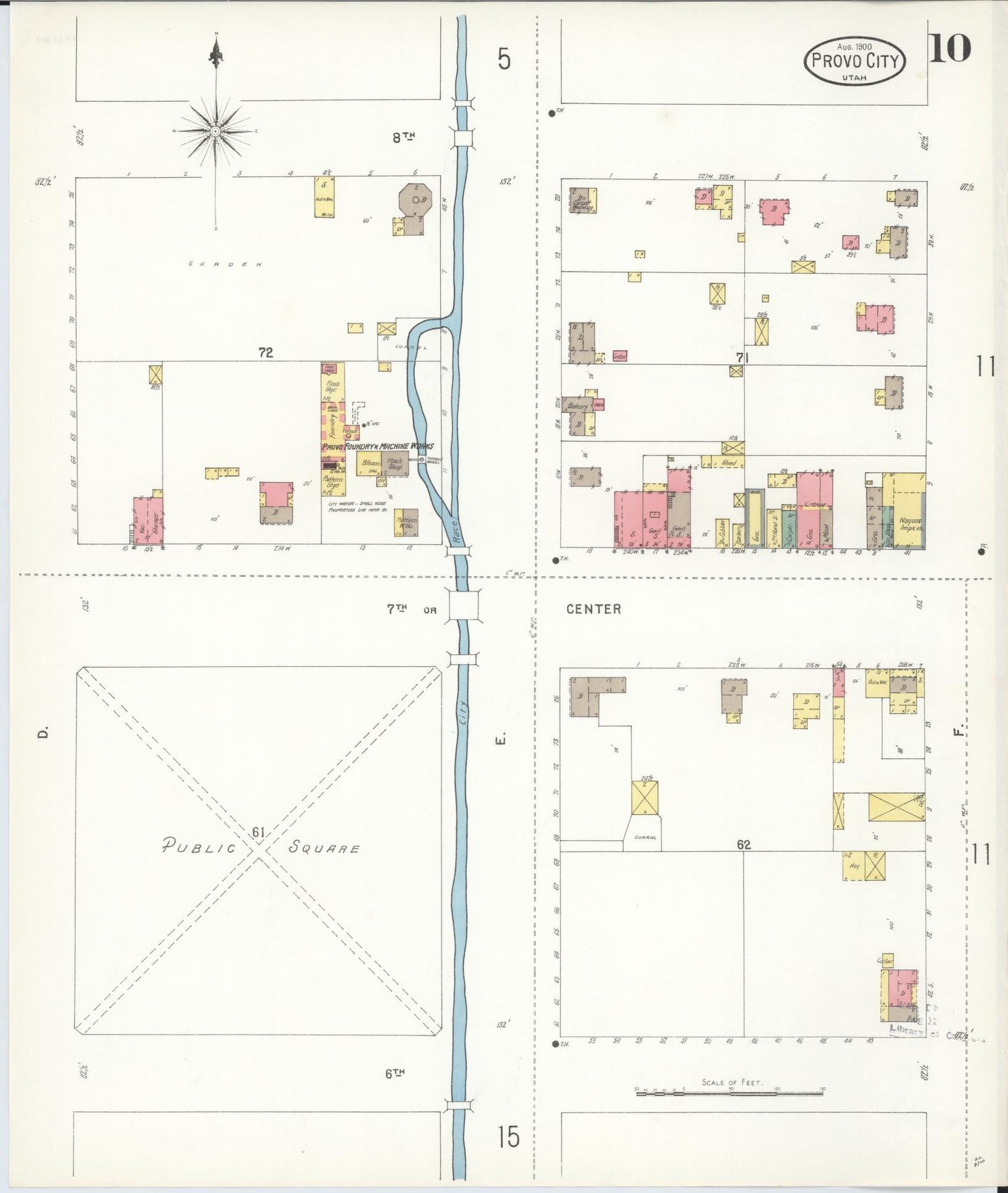 Sanborn Fire Insurance Map from Provo, Utah County, Utah (1900), Sheet #0010 - Complete Map Set gallery image, historic Sanborn map, vintage wall art, Provo Utah