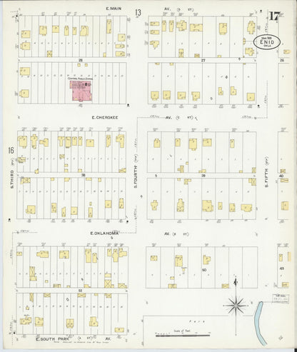 Sanborn Fire Insurance Map from Enid, Garfield County, Oklahoma (1908), Sheet #0017 - Complete Map Set gallery image, historic Sanborn map, vintage wall art, Oklahoma Oklahoma