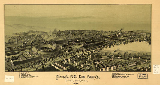 Penn'a R.R. car shop's Altoona, Pennsylvania 1895 (1895) – Historic Bird’s-Eye View Panorama Print