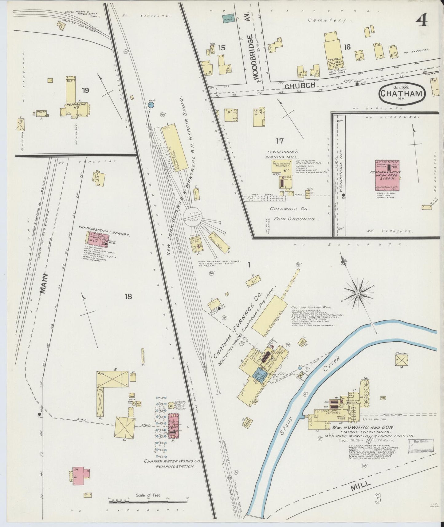 Sanborn Fire Insurance Map from Chatham, Columbia County, New York (1892), Sheet #0004 - Complete Map Set gallery image, historic Sanborn map, vintage wall art, New York New York