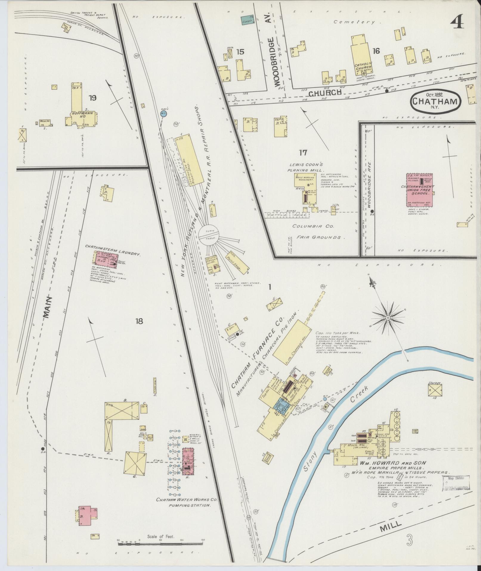 Sanborn Fire Insurance Map from Chatham, Columbia County, New York (1892), Sheet #0004 - Complete Map Set gallery image, historic Sanborn map, vintage wall art, New York New York