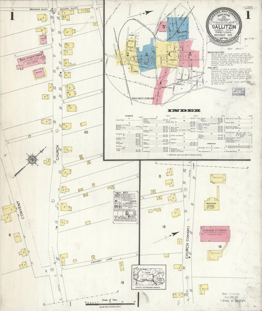Sanborn Fire Insurance Map from Gallitzin, Cambria County, Pennsylvania (1923), Sheet #0001 - Historic Sanborn Fire Insurance Map Print, vintage old map wall art, antique decor, genealogy gift, Pennsylvania Pennsylvania map