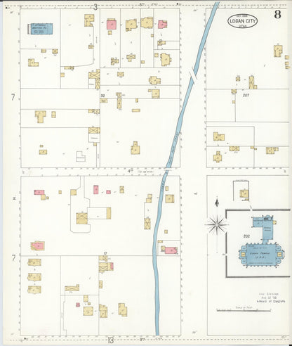 Sanborn Fire Insurance Map from Logan, Cache County, Utah (1900), Sheet #0008 - Complete Map Set gallery image, historic Sanborn map, vintage wall art, Utah Utah