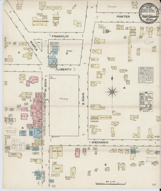 Sanborn Fire Insurance Map from Prattsburgh, Steuben County, New York (1884), Sheet #0001 - Historic Sanborn Fire Insurance Map Print, vintage old map wall art, antique decor, genealogy gift, New York New York map
