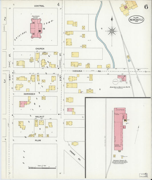 Sanborn Fire Insurance Map from New Castle, Henry County, Indiana (1901), Sheet #0006 - Historic Sanborn Fire Insurance Map Print, vintage old map wall art, antique decor, genealogy gift, Indiana Indiana map