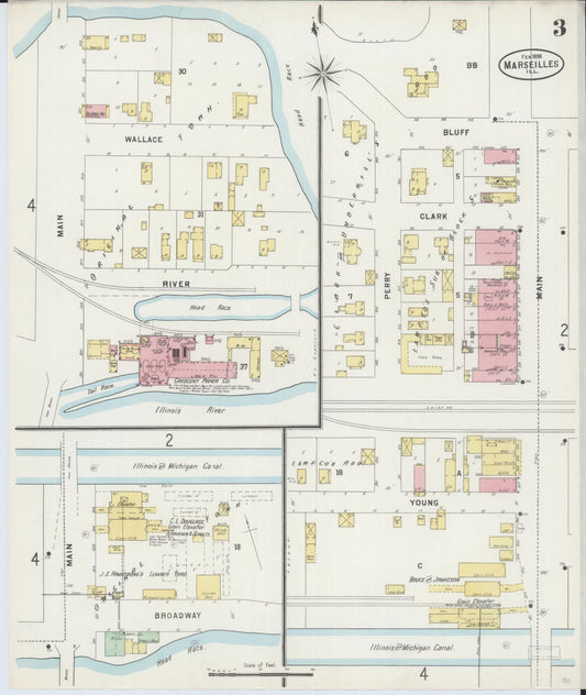 Sanborn Fire Insurance Map from Marseilles, La Salle County, Illinois (1898), Sheet #0003 - Historic Sanborn Fire Insurance Map Print, vintage old map wall art, antique decor, genealogy gift, Illinois Illinois map