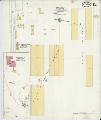 Sanborn Fire Insurance Map from Morris, Grundy County, Illinois (1916), Sheet #0012 - Historic Sanborn Fire Insurance Map Print, vintage old map wall art, antique decor, genealogy gift, Illinois Illinois map