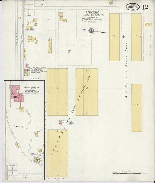 Sanborn Fire Insurance Map from Morris, Grundy County, Illinois (1916), Sheet #0012 - Historic Sanborn Fire Insurance Map Print, vintage old map wall art, antique decor, genealogy gift, Illinois Illinois map