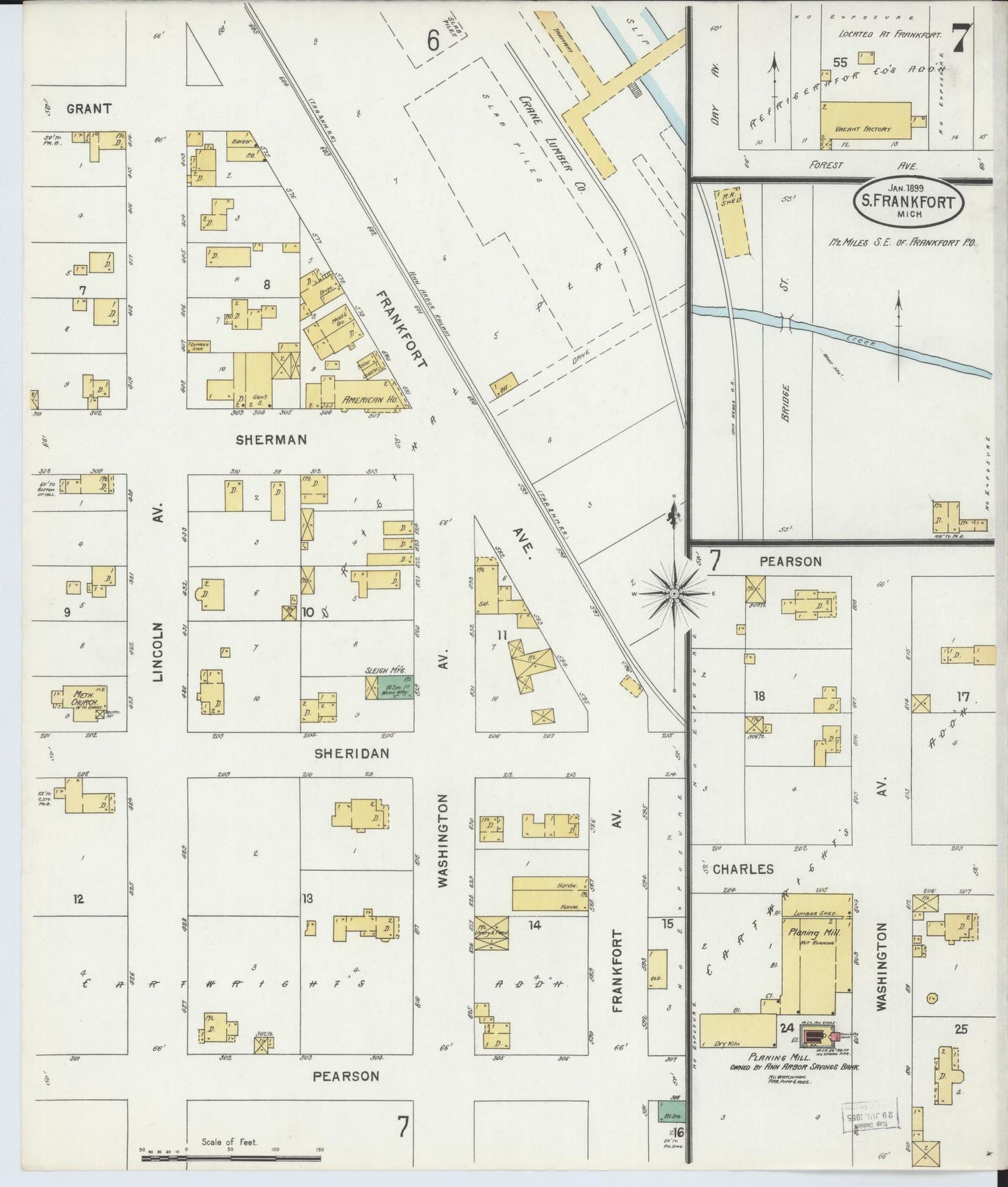 Sanborn Fire Insurance Map from Frankfort, Benzie County, Michigan (1899), Sheet #0007 - Complete Map Set gallery image, historic Sanborn map, vintage wall art, Michigan Michigan