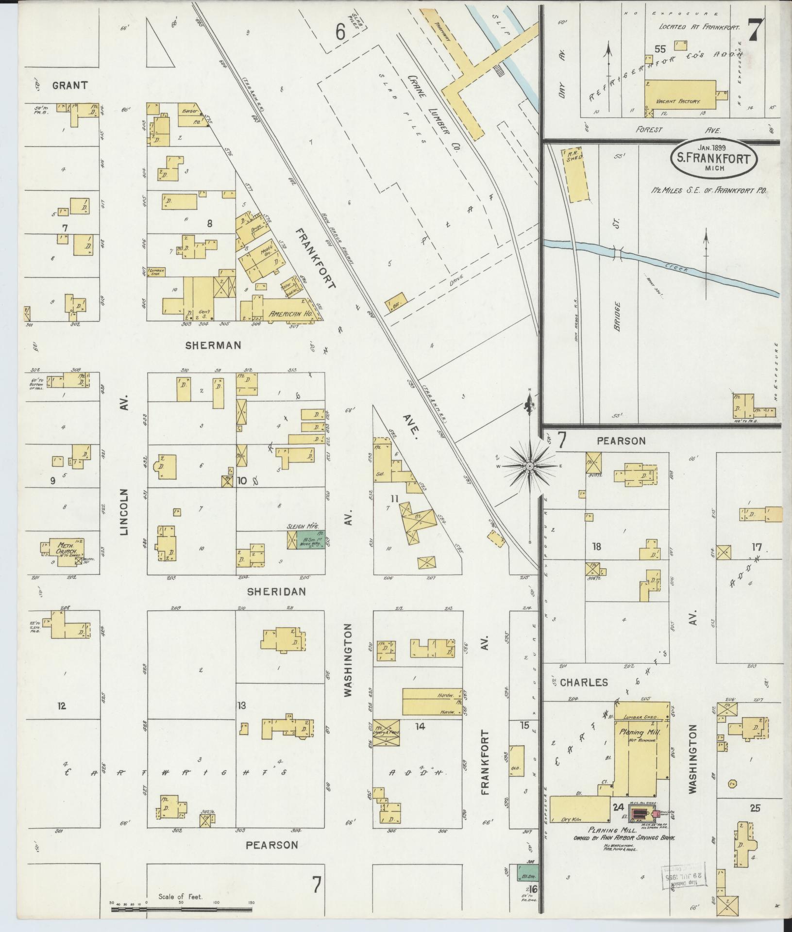 Sanborn Fire Insurance Map from Frankfort, Benzie County, Michigan (1899), Sheet #0007 - Complete Map Set gallery image, historic Sanborn map, vintage wall art, Michigan Michigan