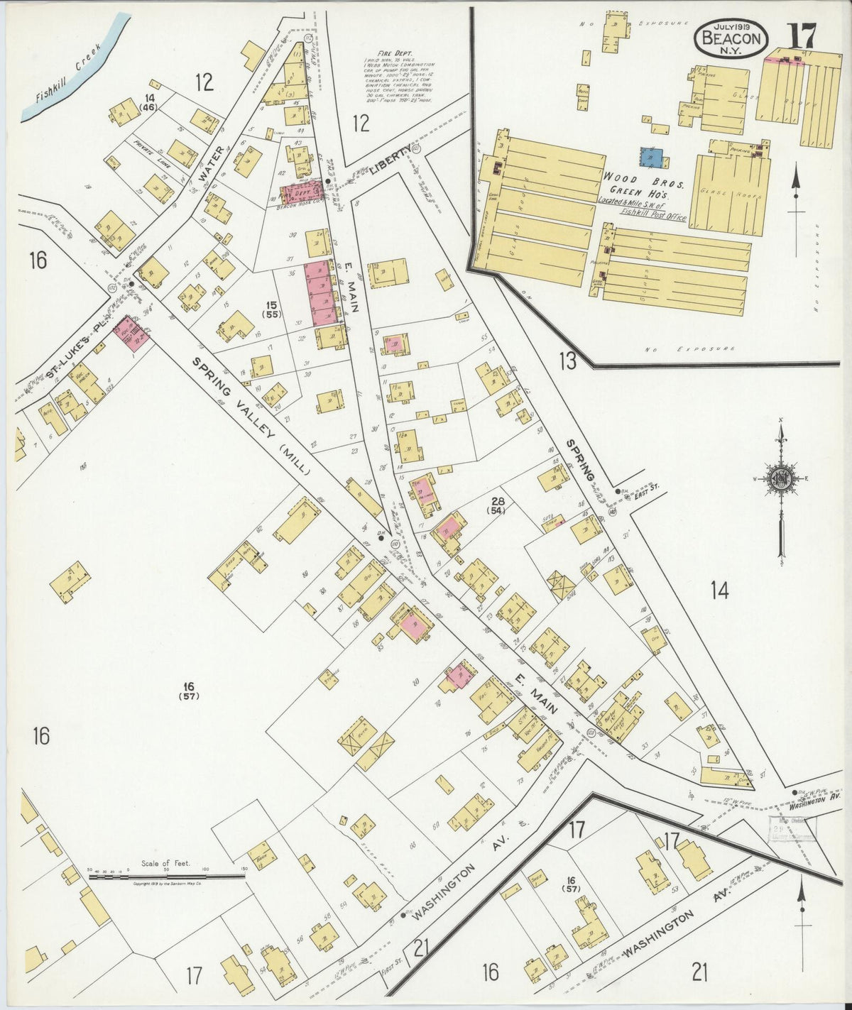 Sanborn Fire Insurance Map from Beacon, Dutchess County, New York (1919), Sheet #0017 - Complete Map Set gallery image, historic Sanborn map, vintage wall art, New York New York