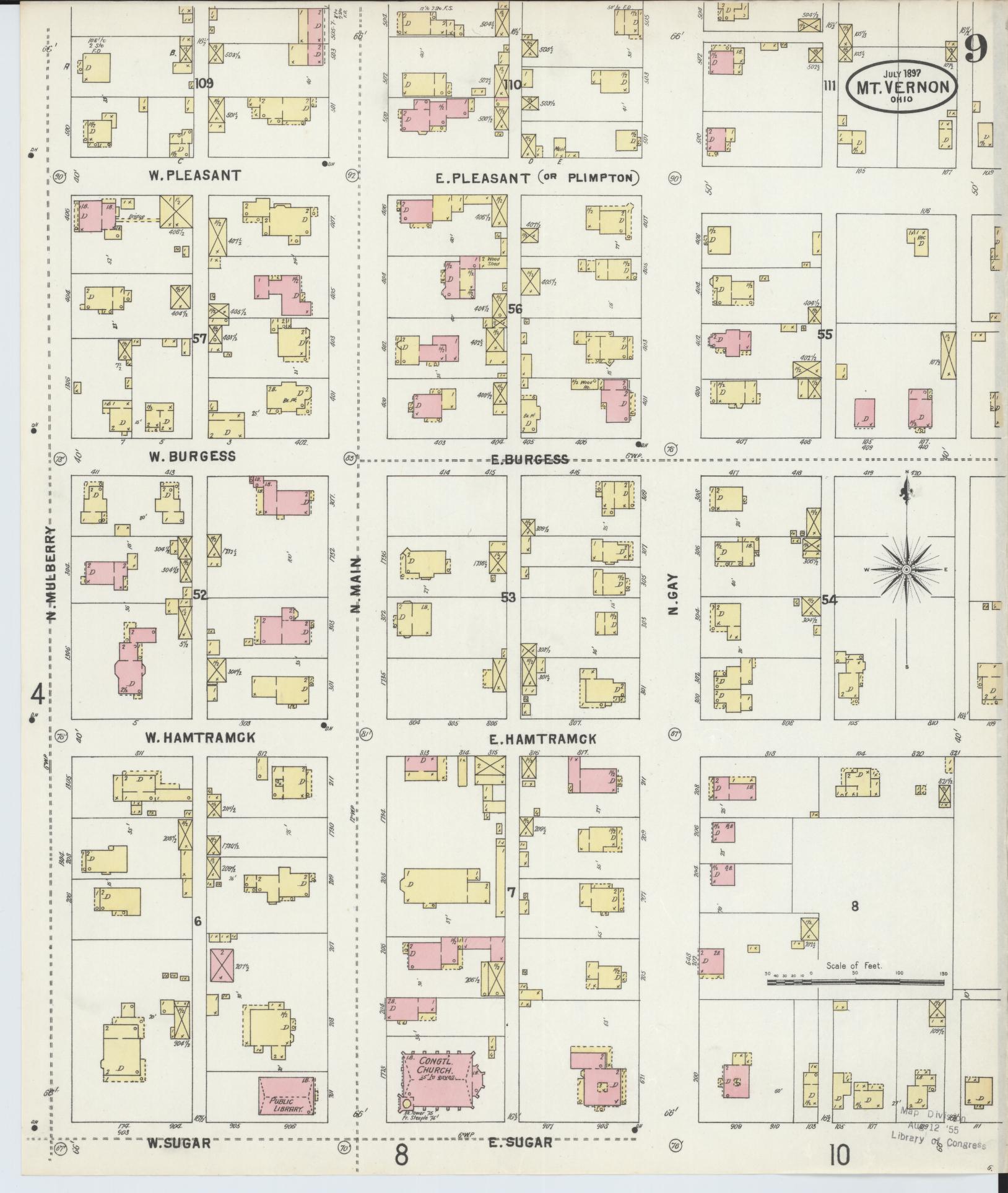 Sanborn Fire Insurance Map from Mount Vernon, Knox County, Ohio (1897), Sheet #0009 - Complete Map Set gallery image, historic Sanborn map, vintage wall art, Ohio Ohio