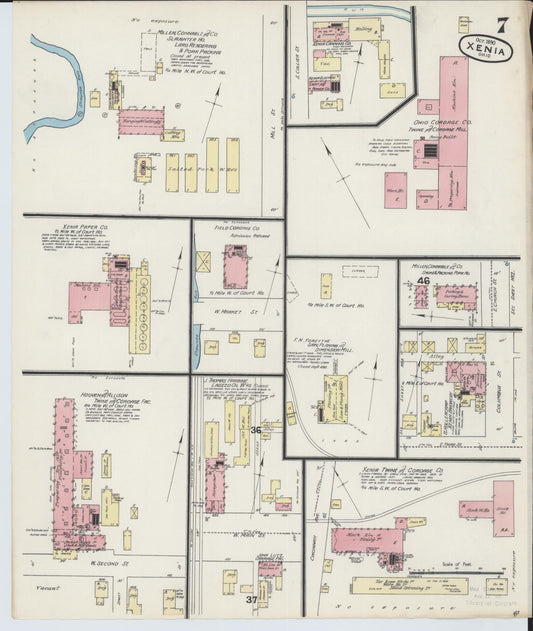 Sanborn Fire Insurance Map from Xenia, Greene County, Ohio (1890), Sheet #0007 - Historic Sanborn Fire Insurance Map Print, vintage old map wall art, antique decor, genealogy gift, Ohio Ohio map