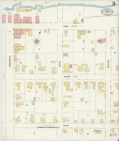 Sanborn Fire Insurance Map from Plymouth, Washington County, North Carolina (1905), Sheet #0003 - Complete Map Set gallery image, historic Sanborn map, vintage wall art, North Carolina North Carolina