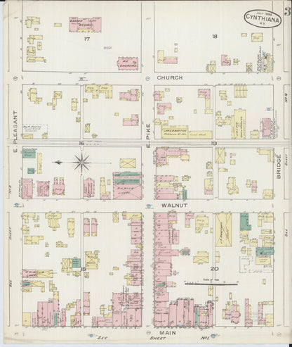 Sanborn Fire Insurance Map from Cynthiana, Harrison County, Kentucky (1886), Sheet #0003 - Complete Map Set gallery image, historic Sanborn map, vintage wall art, Kentucky Kentucky