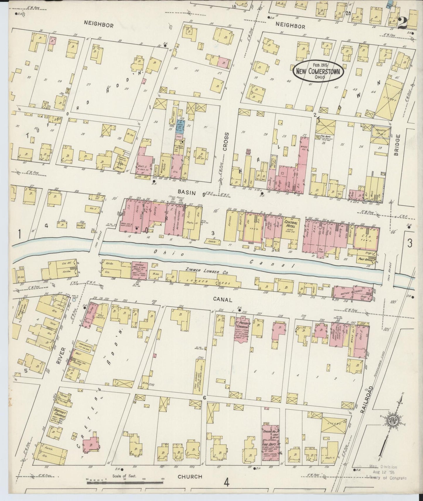 Sanborn Fire Insurance Map from Newcomerstown, Tuscarawas County, Ohio (1915), Sheet #0002 - Complete Map Set gallery image, historic Sanborn map, vintage wall art, Ohio Ohio