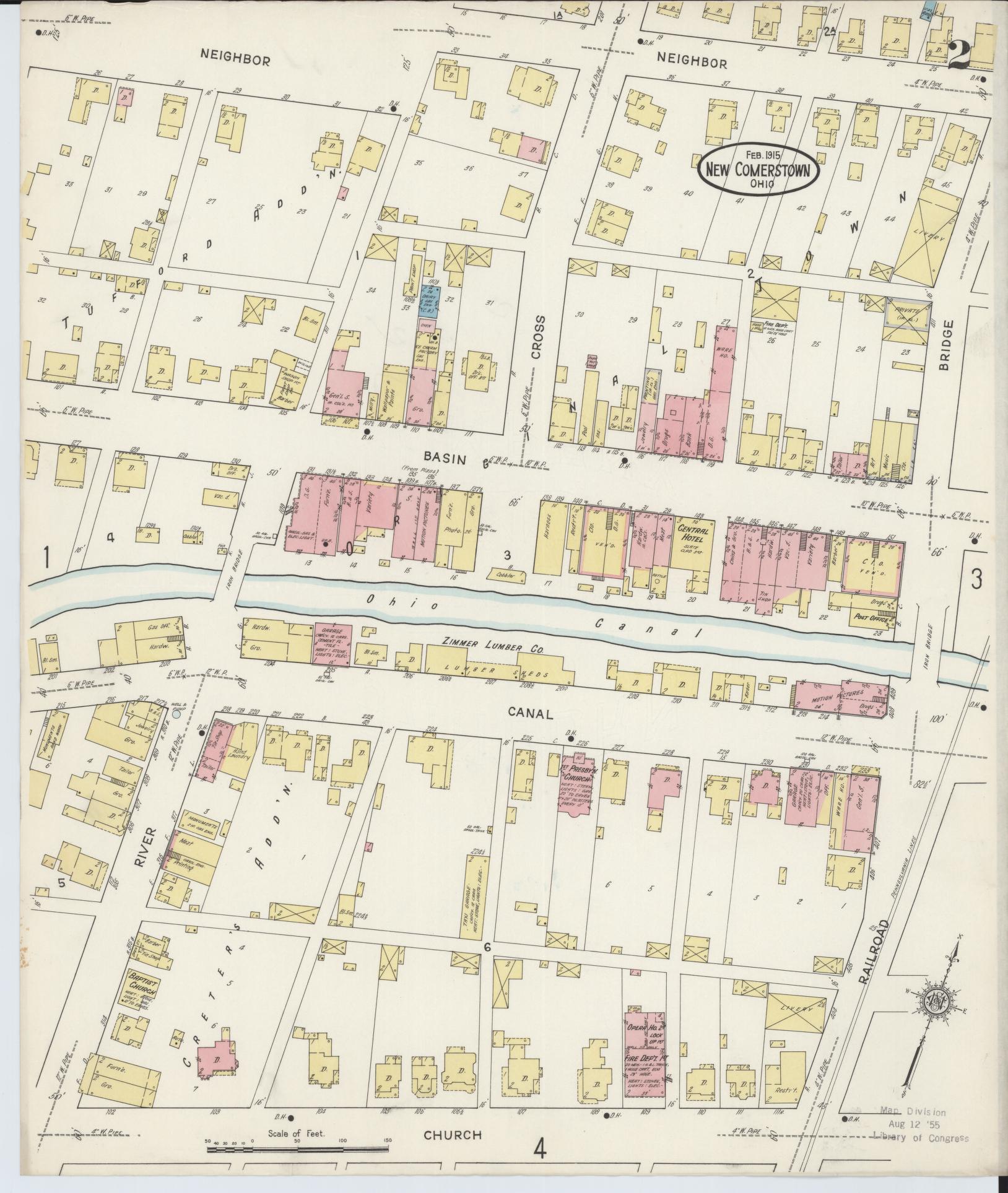 Sanborn Fire Insurance Map from Newcomerstown, Tuscarawas County, Ohio (1915), Sheet #0002 - Complete Map Set gallery image, historic Sanborn map, vintage wall art, Ohio Ohio