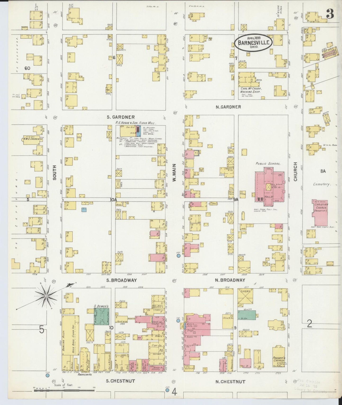 Sanborn Fire Insurance Map from Barnesville, Belmont County, Ohio (1899), Sheet #0003 - Complete Map Set gallery image, historic Sanborn map, vintage wall art, Ohio Ohio