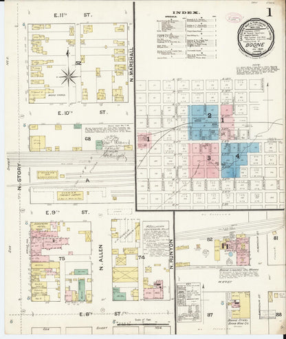 Sanborn Fire Insurance Map from Boone, Boone County, Iowa (1888), Sheet #0001 - Historic Sanborn Fire Insurance Map Print