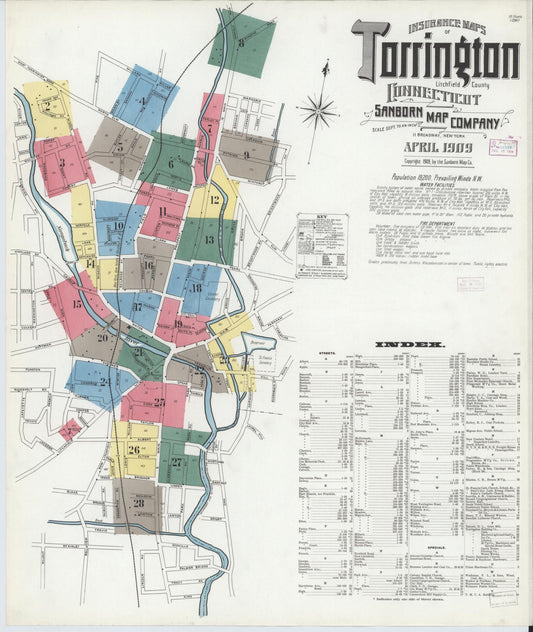 Sanborn Fire Insurance Map from Torrington, Litchfield County, Connecticut. (1909) – Historic Sanborn Fire Insurance Map Print