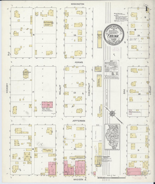Sanborn Fire Insurance Map from Farina, Fayette County, Illinois (1912), Sheet #0001 - Historic Sanborn Fire Insurance Map Print, vintage old map wall art, antique decor, genealogy gift, Illinois Illinois map