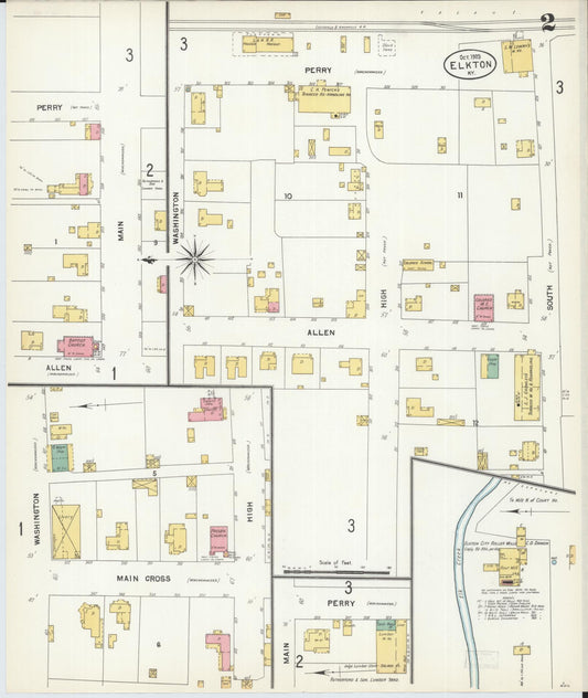 Sanborn Fire Insurance Map from Elkton, Todd County, Kentucky (1903), Sheet #0002 - Historic Sanborn Fire Insurance Map Print, vintage old map wall art, antique decor, genealogy gift, Kentucky Kentucky map