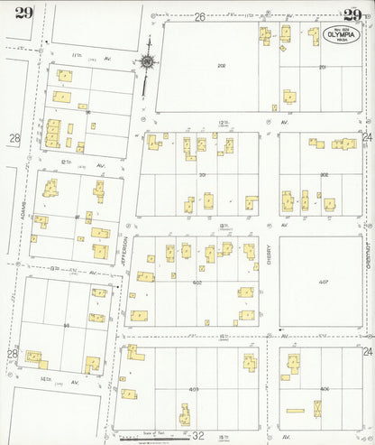 Sanborn Fire Insurance Map from Olympia, Thurston County, Washington (1924), Sheet #0029 - Complete Map Set gallery image, historic Sanborn map, vintage wall art, Washington Washington