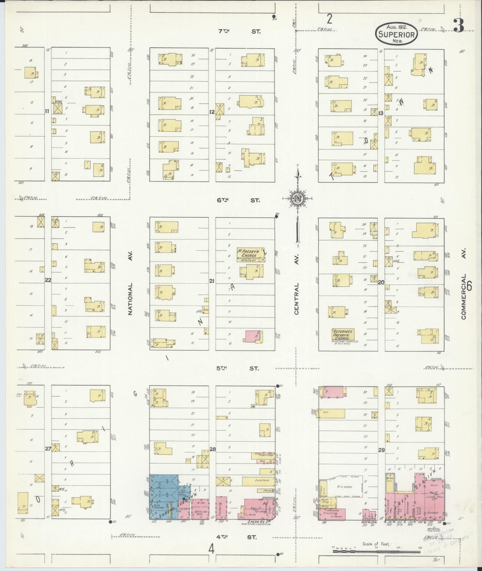 Sanborn Fire Insurance Map from Superior, Nuckolls County, Nebraska (1912), Sheet #0003 - Complete Map Set gallery image, historic Sanborn map, vintage wall art, Nebraska Nebraska