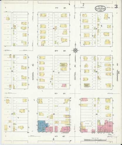Sanborn Fire Insurance Map from Superior, Nuckolls County, Nebraska (1912), Sheet #0003 - Complete Map Set gallery image, historic Sanborn map, vintage wall art, Nebraska Nebraska