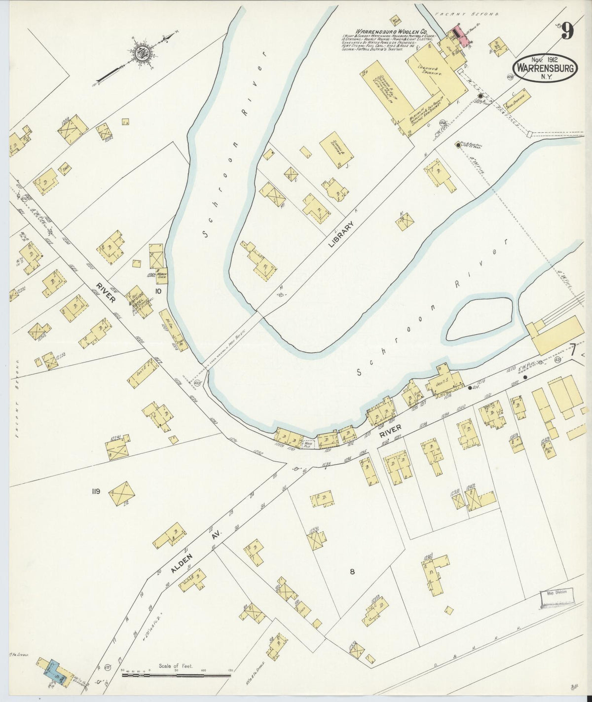 Sanborn Fire Insurance Map from Warrensburg, Warren County, New York (1912), Sheet #0009 - Complete Map Set gallery image, historic Sanborn map, vintage wall art, New York New York