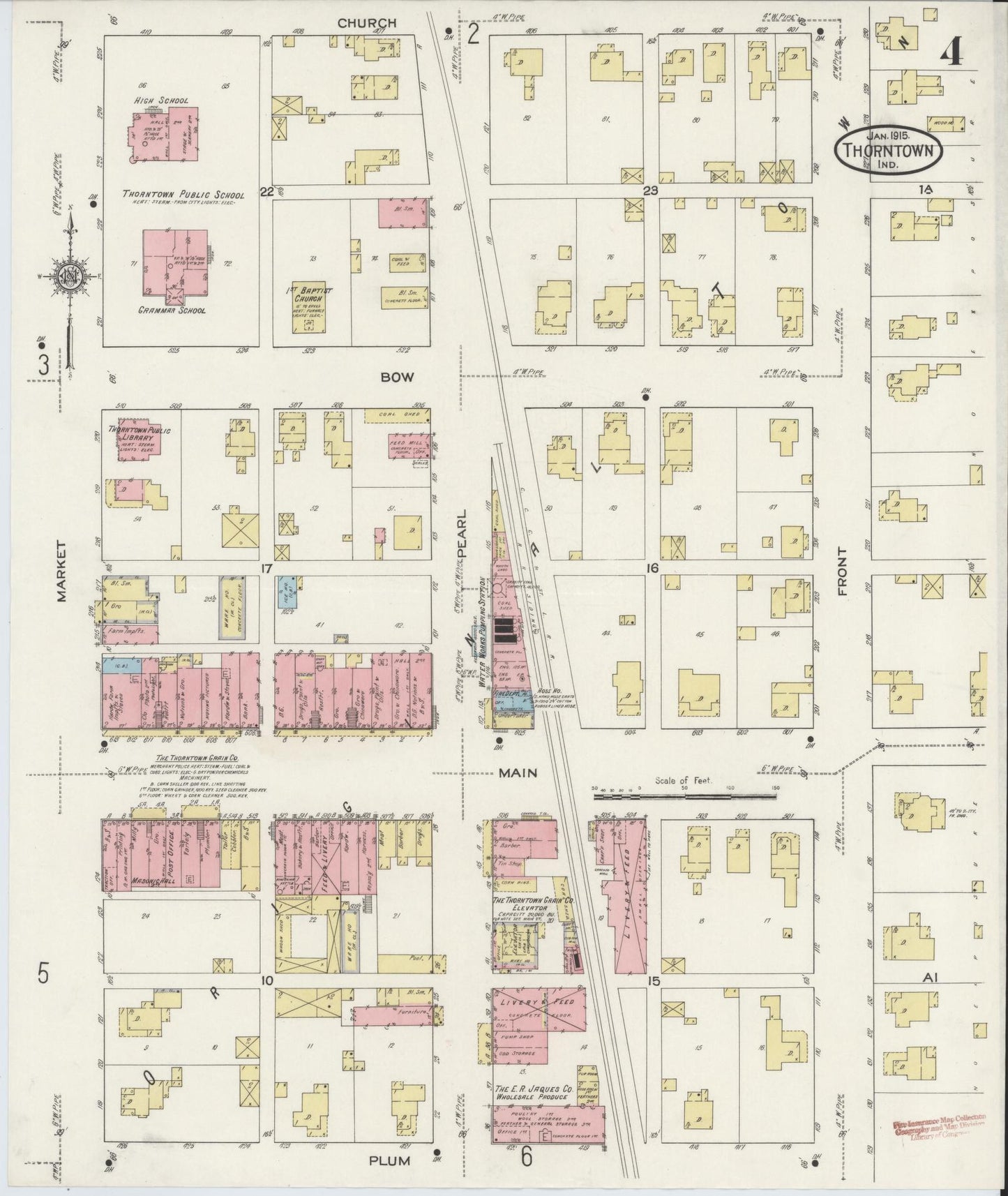 Sanborn Fire Insurance Map from Thorntown, Boone County, Indiana (1915), Sheet #0004 - Complete Map Set gallery image, historic Sanborn map, vintage wall art, Indiana Indiana