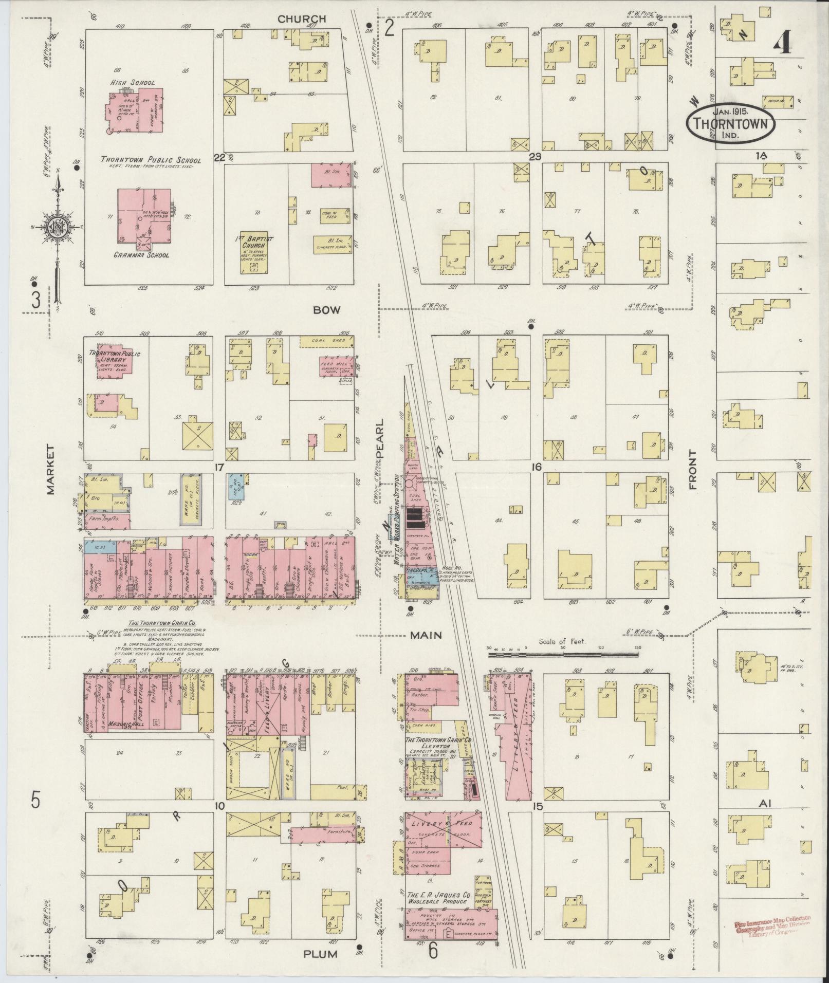 Sanborn Fire Insurance Map from Thorntown, Boone County, Indiana (1915), Sheet #0004 - Complete Map Set gallery image, historic Sanborn map, vintage wall art, Indiana Indiana