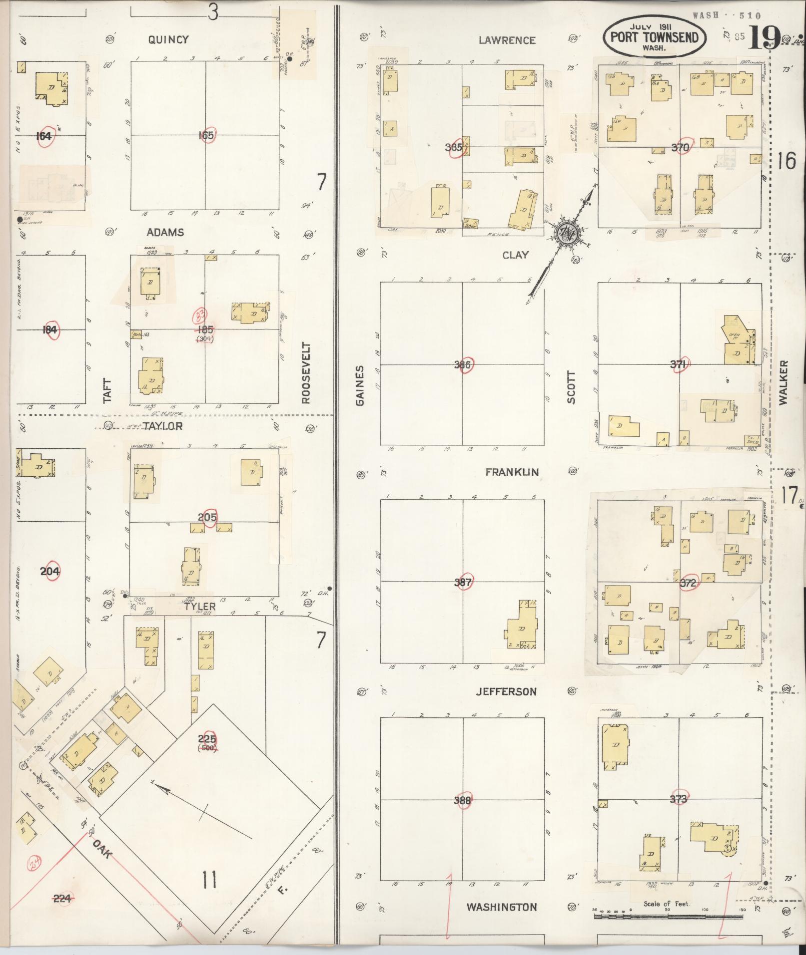 Sanborn Fire Insurance Map from Port Townsend, Jefferson County, Washington (1949), Sheet #0019 - Historic Sanborn Fire Insurance Map Print, vintage old map wall art, antique decor, genealogy gift, Washington Washington map