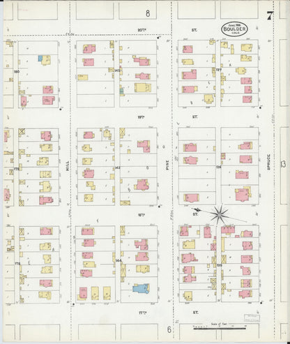 Sanborn Fire Insurance Map from Boulder, Boulder County, Colorado (1906), Sheet #0007 - Complete Map Set gallery image, historic Sanborn map, vintage wall art, Colorado Colorado