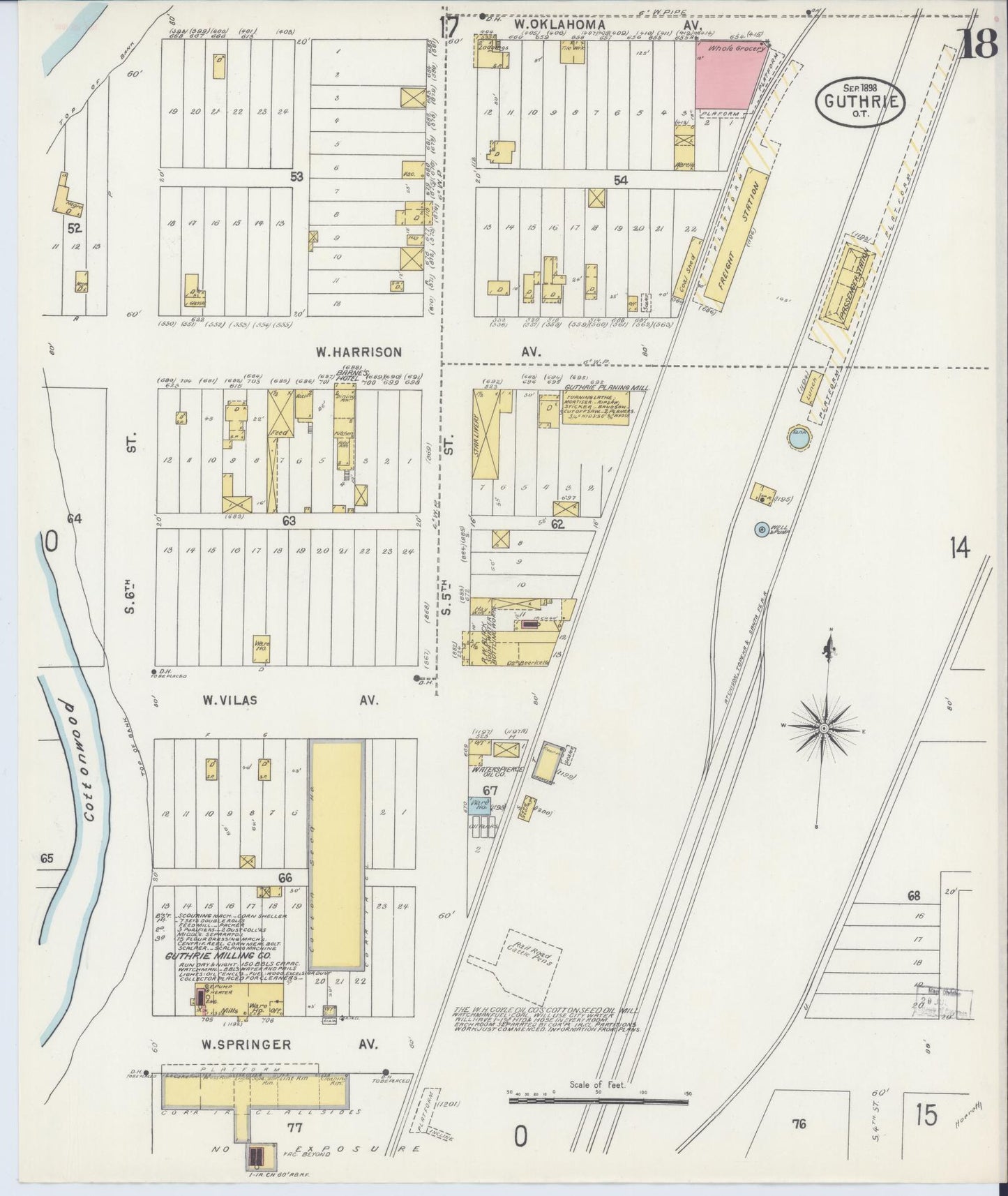 Sanborn Fire Insurance Map from Guthrie, Logan County, Oklahoma (1898), Sheet #0018 - Historic Sanborn Fire Insurance Map Print, vintage old map wall art, antique decor, genealogy gift, Oklahoma Oklahoma map
