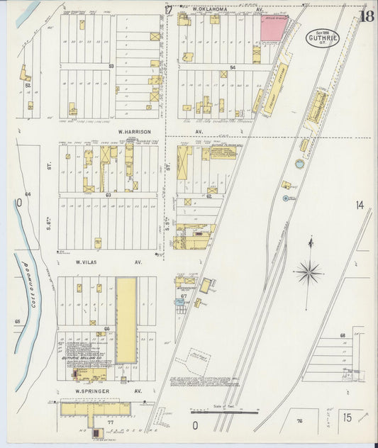 Sanborn Fire Insurance Map from Guthrie, Logan County, Oklahoma (1898), Sheet #0018 - Historic Sanborn Fire Insurance Map Print, vintage old map wall art, antique decor, genealogy gift, Oklahoma Oklahoma map