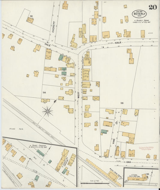 Sanborn Fire Insurance Map from Beverly, Essex County, Massachusetts (1901), Sheet #0020 - Historic Sanborn Fire Insurance Map Print, vintage old map wall art, antique decor, genealogy gift, Massachusetts Massachusetts map