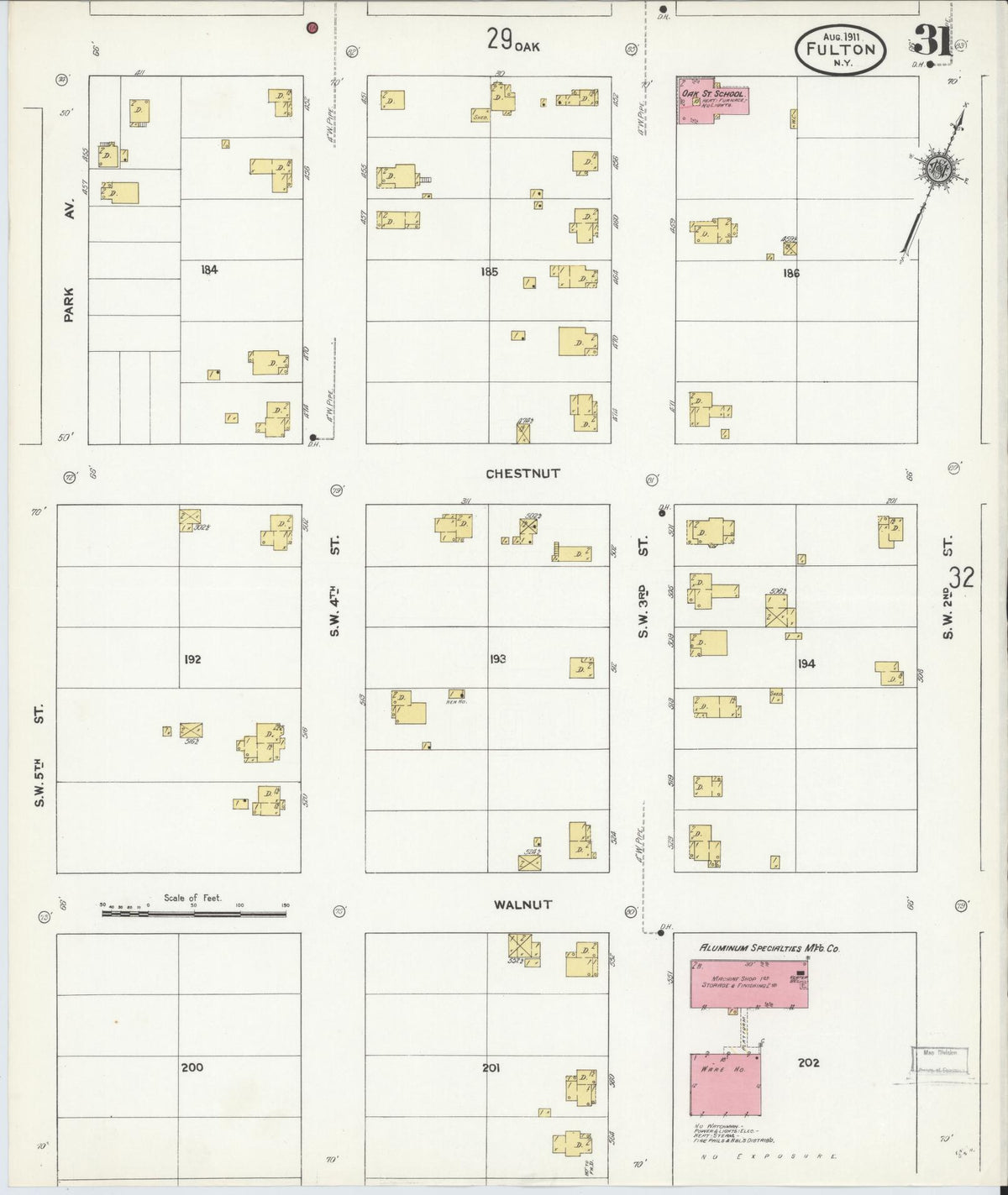 Sanborn Fire Insurance Map from Fulton, Oswego County, New York (1911), Sheet #0031 - Complete Map Set gallery image, historic Sanborn map, vintage wall art, New York New York