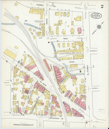 Sanborn Fire Insurance Map from Goshen, Orange County, New York (1915), Sheet #0002 - Complete Map Set gallery image, historic Sanborn map, vintage wall art, New York New York