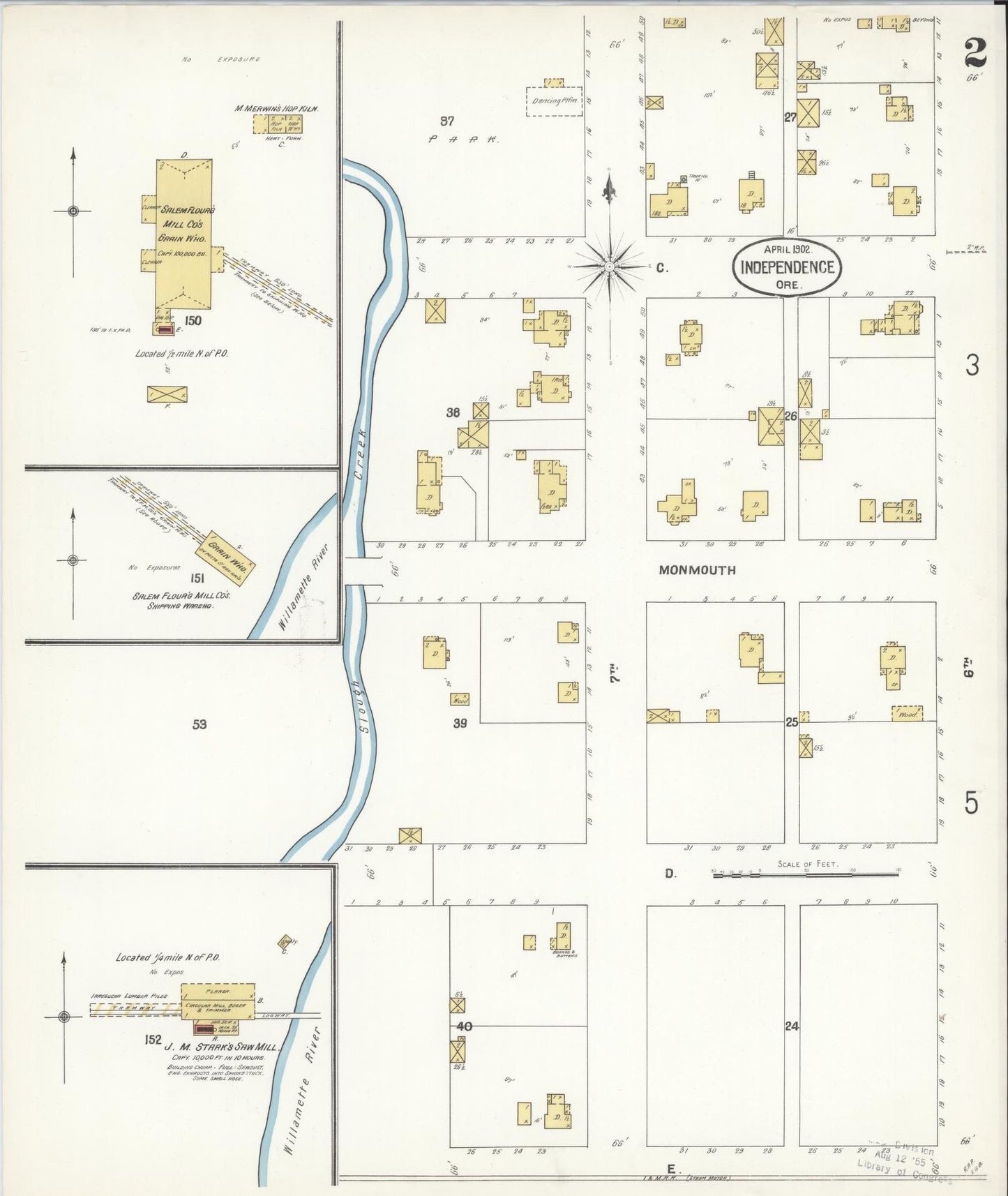 Sanborn Fire Insurance Map from Independence, Polk County, Oregon (1902), Sheet #0002 - Complete Map Set gallery image, historic Sanborn map, vintage wall art, Oregon Oregon