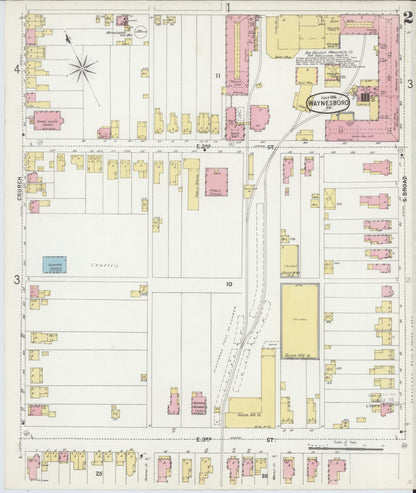 Sanborn Fire Insurance Map from Waynesboro, Franklin County, Pennsylvania (1896), Sheet #0002 - Complete Map Set gallery image, historic Sanborn map, vintage wall art, Pennsylvania Pennsylvania