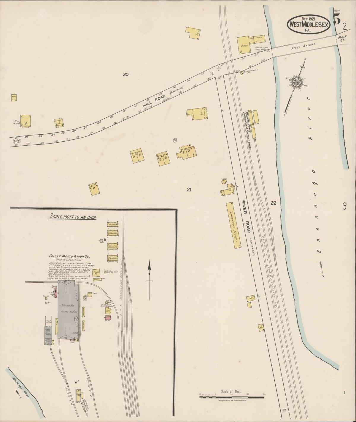 Sanborn Fire Insurance Map from West Middlesex, Mercer County, Pennsylvania (1921), Sheet #0005 - Historic Sanborn Fire Insurance Map Print, vintage old map wall art, antique decor, genealogy gift, Pennsylvania Pennsylvania map