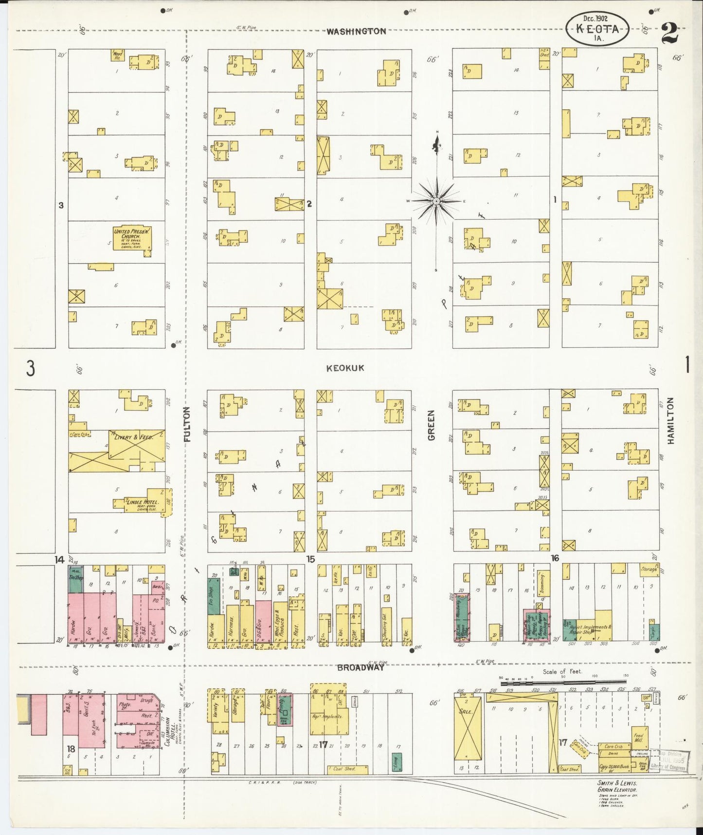 Sanborn Fire Insurance Map from Keota, Keokuk County, Iowa (1902), Sheet #0002 - Historic Sanborn Fire Insurance Map Print, vintage old map wall art