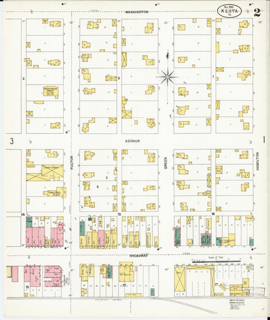 Sanborn Fire Insurance Map from Keota, Keokuk County, Iowa (1902), Sheet #0002 - Historic Sanborn Fire Insurance Map Print, vintage old map wall art