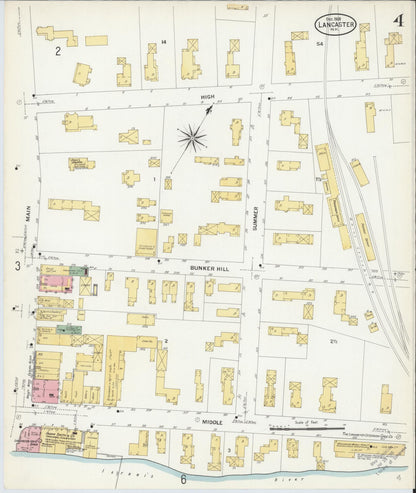 Sanborn Fire Insurance Map from Lancaster, Coos County, New Hampshire (1908), Sheet #0004 - Complete Map Set gallery image, historic Sanborn map, vintage wall art, New Hampshire New Hampshire