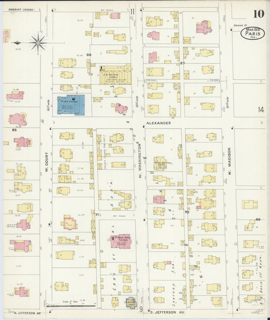 Sanborn Fire Insurance Map from Paris, Edgar County, Illinois (1908), Sheet #0010 - Historic Sanborn Fire Insurance Map Print, vintage old map wall art, antique decor, genealogy gift, Illinois Illinois map