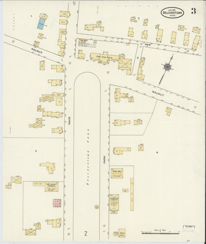 Sanborn Fire Insurance Map from Belchertown, Hampshire County, Massachusetts (1910), Sheet #0003 - Historic Sanborn Fire Insurance Map Print, vintage old map wall art, antique decor, genealogy gift, Massachusetts Massachusetts map
