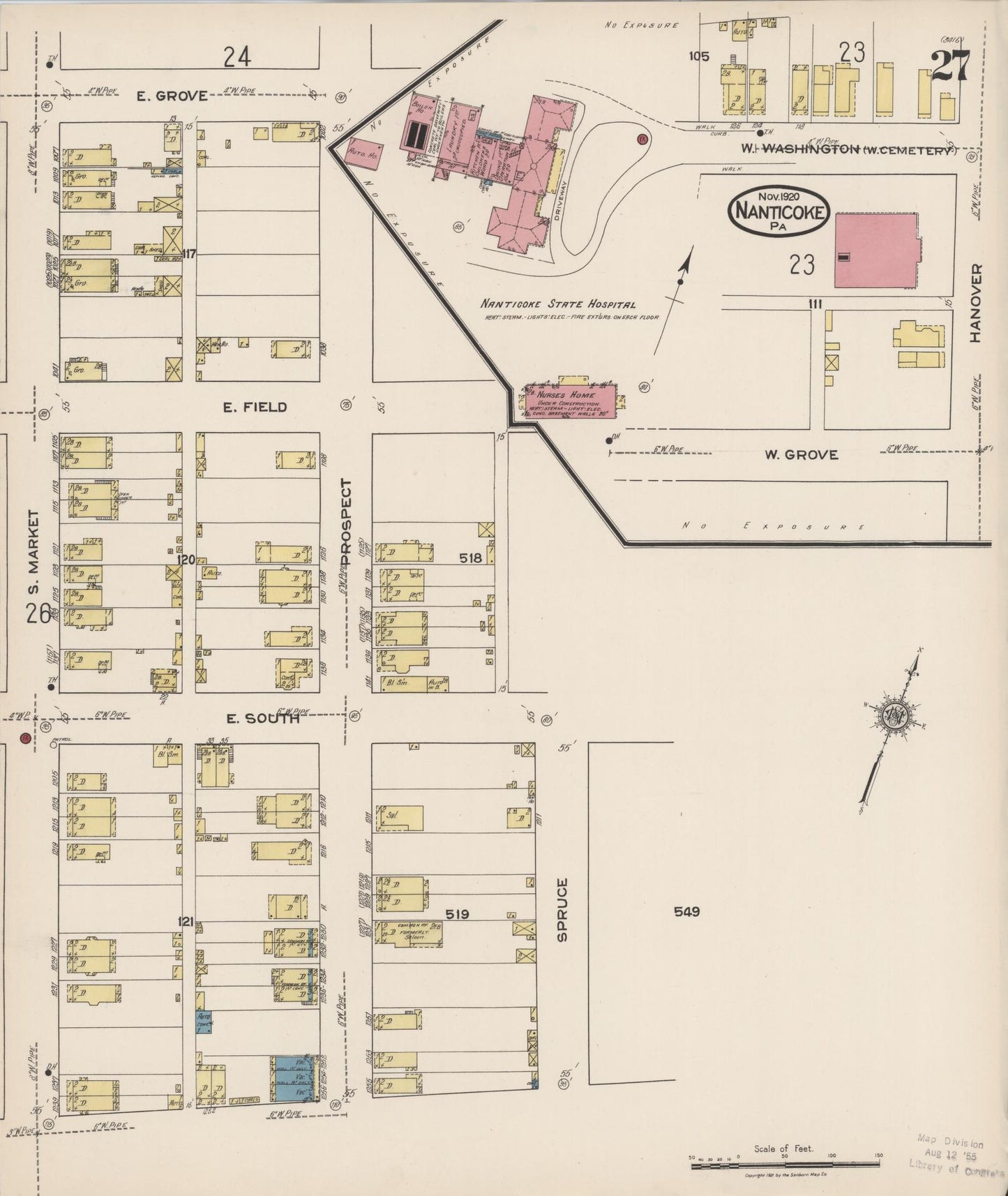 Sanborn Fire Insurance Map from Nanticoke, Luzerne County, Pennsylvania (1920), Sheet #0027 - Complete Map Set gallery image, historic Sanborn map, vintage wall art, Pennsylvania Pennsylvania