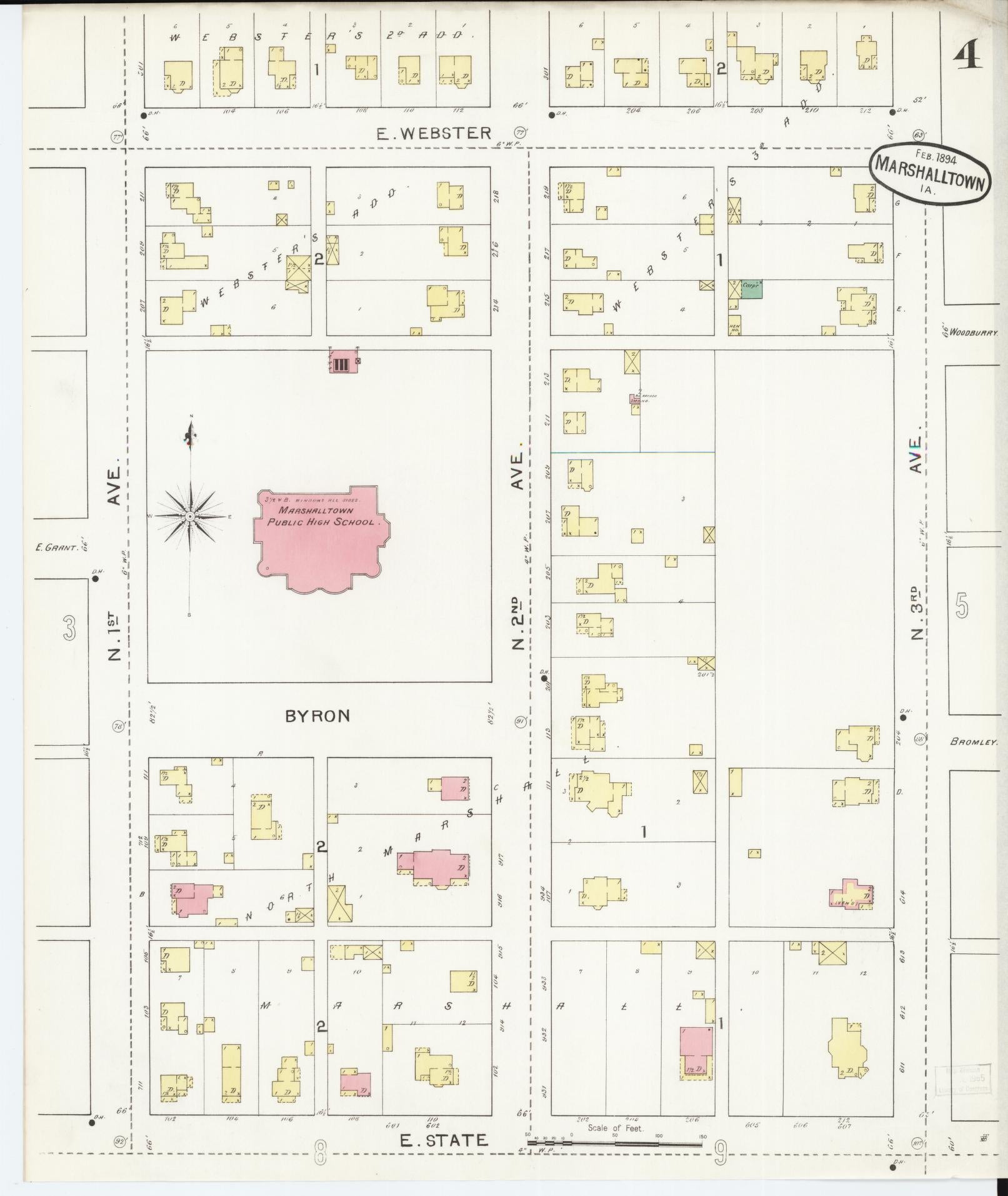 Sanborn Fire Insurance Map from Marshalltown, Marshall County, Iowa (1894), Sheet #0004 - Historic Sanborn Fire Insurance Map Print