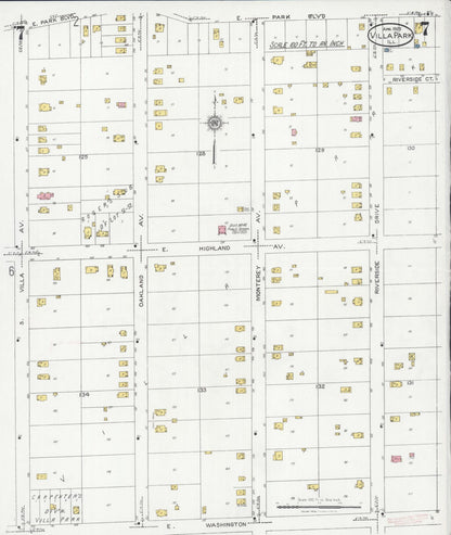 Sanborn Fire Insurance Map from Villa Park, Du Page County, Illinois (1925), Sheet #0007 - Historic Sanborn Fire Insurance Map Print, vintage old map wall art, antique decor, genealogy gift, Illinois Illinois map